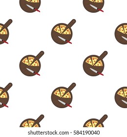 Pizza on cutting board icon in cartoon style isolated on white background. Pizza and pizzeria pattern stock vector illustration.