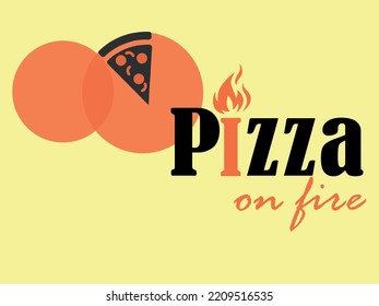 Pizza on fire. Vector logo - a slice of pizza in red circles and a flame. The logo can be used for a pizzeria or cafe. The file is easy to edit. Inspiration to you!