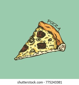 pizza on green background