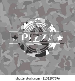 Pizza on grey camouflaged pattern