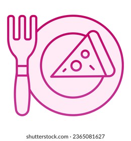 Pizza on plate flat icon. Dinner pink icons in trendy flat style. Food gradient style design, designed for web and app. Eps 10