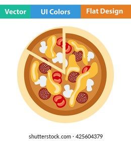 Pizza on plate icon. Vector illustration.