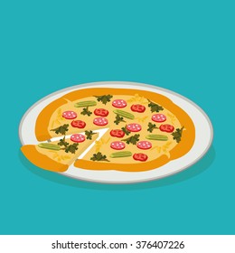 pizza on the plate in vector format eps10