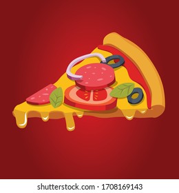 Pizza de fondo rojo