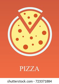 Pizza on red background flat vector
