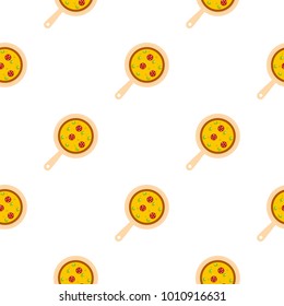 Pizza on round board pattern seamless flat style for web vector illustration