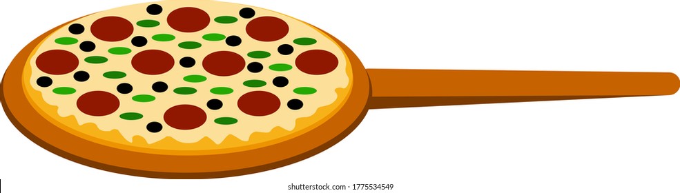 Pizza on the shovel vector illustration