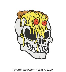 
Pizza on a skull - Vector illustration
