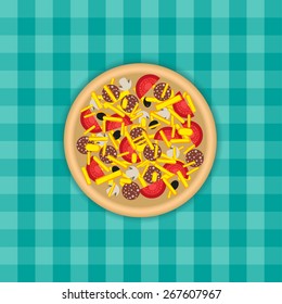 Pizza on a table. Flat style design - vector illustration