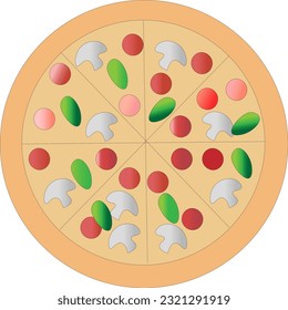 Pizza de fondo blanco, dibujo infantil.