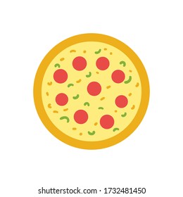 Pizza on white background. Italian pepperoni pizza. Vector isolated Illustration.