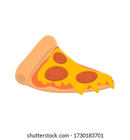 Pizza on white background. Slice of Italian pepperoni pizza. Vector isolated Illustration.