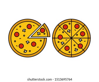 Pizza on white background. Vector illustration