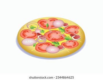 Pizza on white background. Vector illustration