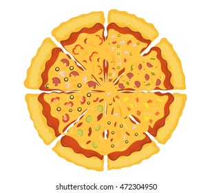 pizza on a white background, vector illustrations