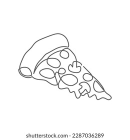 Pizza One line drawing on white background