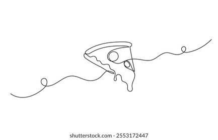 Pizza one line illustration. Hand drawn doodle sketch of fast food