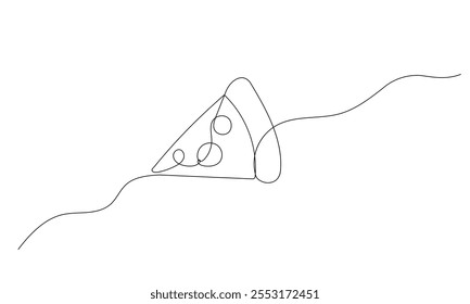 Pizza com esboço de uma linha. Ilustração de rabiscar desenhado à mão de fast food