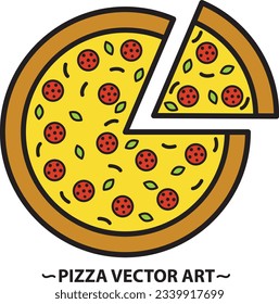 Pizza with one slice separated | vector art| EPS 10 format