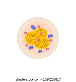Pizza with onion.Vector illustration. simple pizza icon top view