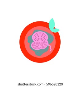 Pizza with onion.Vector illustration. simple pizza icon top view