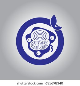 Pizza with onion.Vector illustration. simple pizza icon top view