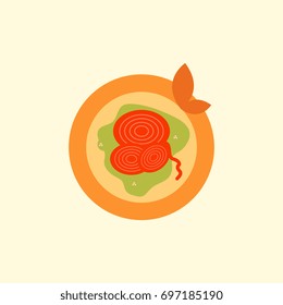 Pizza with onion.Vector illustration. simple pizza icon top view
