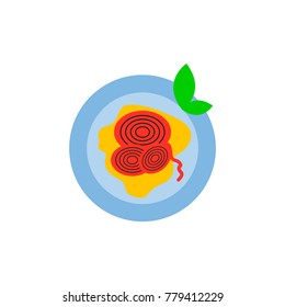 Pizza with onion.Vector illustration. simple pizza icon top view