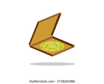 Pizza en una caja abierta. Ilustración del vector