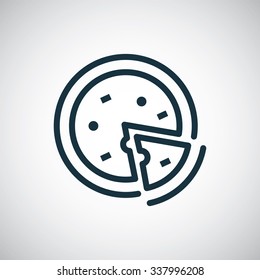 pizza outline, thin, flat, digital icon for web and mobile