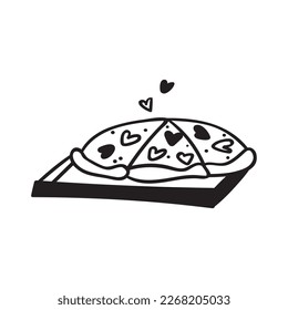 Pizza. Outline vector icon on white background.