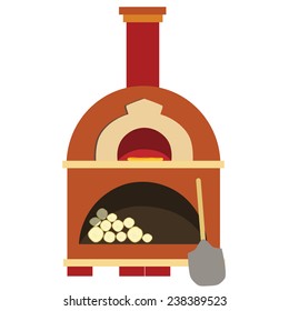 Pizza Oven, Brick Oven, Isolated On White, Vector, Pizzeria