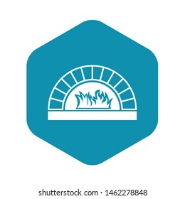 Pizza oven with fire icon. Simple illustration of pizza oven with fire vector icon for web