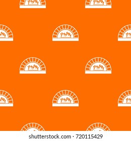 Pizza oven with fire pattern repeat seamless in orange color for any design. Vector geometric illustration