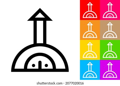 Pizza Oven. Line Icon With Different Color Background.