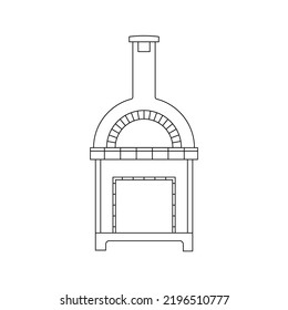 Pizza Oven Outline Icon Illustration on White Background