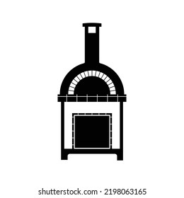 Pizza Oven Silhouette. Black and White Icon Design Elements on Isolated White Background