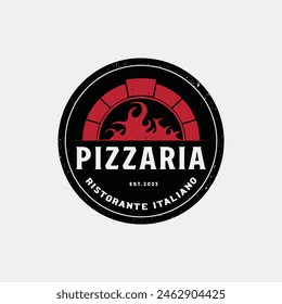 logotipo de Vector vintage de horno de pizza. fondo blanco