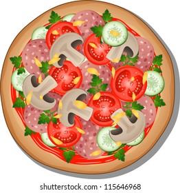 Pizza over white