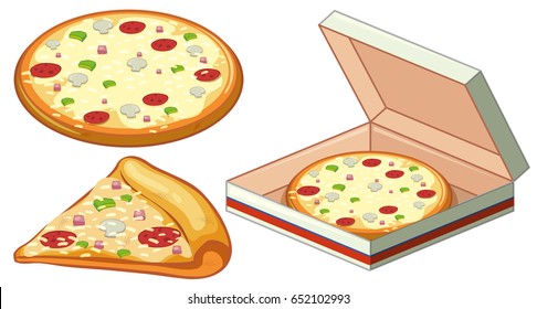 Pizza in paper box  illustration