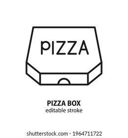 Pizza In Paper Box Vector Icon. Take Away Concept. Delivery Symbol.