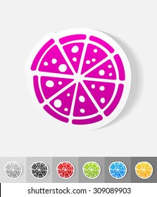 pizza paper sticker with shadow. Vector illustration