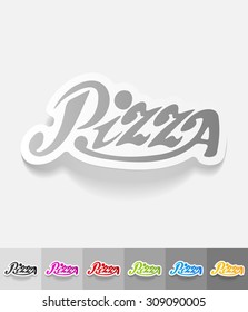 pizza paper sticker with shadow. Vector illustration