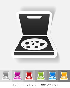 pizza paper sticker with shadow. Vector illustration