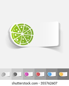 pizza paper sticker with shadow. Vector illustration