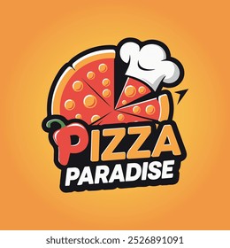 Pizza Paradise Logo Design com um ícone de pizza