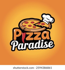 Pizza paradise logo design, vector illustration