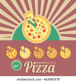 Pizza party cartoon advertising poster