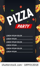 Pizza Party Flyer Poster Background Template. Vector Illustration