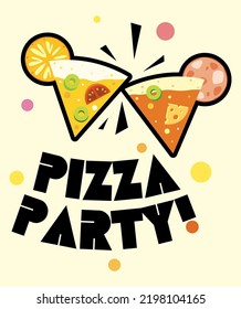 Pizza Party Invitation Design Clinking Cocktail Stock Vector (royalty 